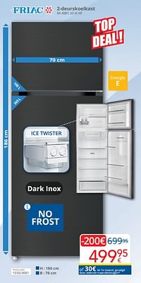 Friac 2-deurskoelkast kk 4001 2d ix nf-Friac