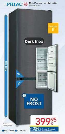 Friac koel-vries combinatie ud3406dixnf