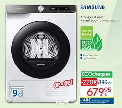 Samsung droogkast met warmtepomp dv90t5240at-s2