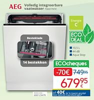 Promoties Aeg volledig integreerbare vaatwasser fsb37707z - AEG - Geldig van 01/09/2024 tot 30/09/2024 bij Eldi