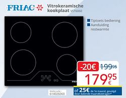 Friac vitrokeramische kookplaat vst6060