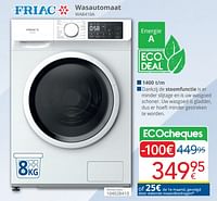 Promoties Friac wasautomaat wa8410a - Friac - Geldig van 01/09/2024 tot 30/09/2024 bij Eldi