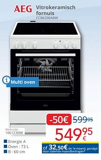 Aeg vitrokeramisch fornuis ccb6200abw-AEG