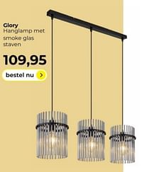 Glory hanglamp met smoke glas staven-Huismerk - Lampidee