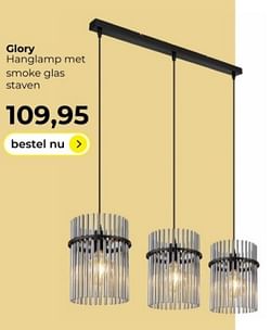 Glory hanglamp met smoke glas staven