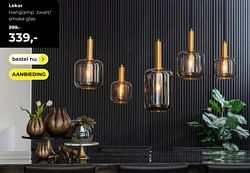 Lekar hanglamp zwart- smoke glas