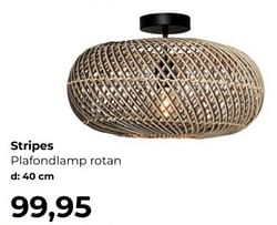 Stripes plafondlamp rotan