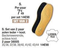 Promoties Set van 2 paar zolen leder + kool - Huismerk - Damart - Geldig van 26/08/2024 tot 15/12/2024 bij Damart