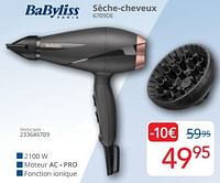 Promotions Babyliss sèche-cheveux 6709de - Babyliss - Valide de 01/09/2024 à 30/09/2024 chez Eldi