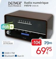 Promotions Denver electronics radio numérique retro dab-36 - Denver Electronics - Valide de 01/09/2024 à 30/09/2024 chez Eldi