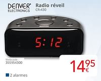 Promotions Denver electronics radio réveil cr-430 - Denver Electronics - Valide de 01/09/2024 à 30/09/2024 chez Eldi