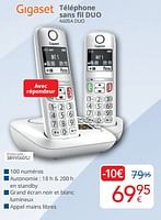 Promotions Gigaset téléphone sans fil duo a605a duo - Gigaset - Valide de 01/09/2024 à 30/09/2024 chez Eldi