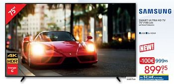 Promotions Samsung smart ultra hd tv 75``-190 cm ue75du7190uxxn - Samsung - Valide de 01/09/2024 à 30/09/2024 chez Eldi