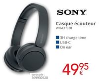 Promotions Sony casque écouteur wh-ch520 - Sony - Valide de 01/09/2024 à 30/09/2024 chez Eldi