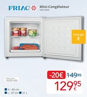 Promotions Friac mini-congélateur vdv1055 - Friac - Valide de 01/09/2024 à 30/09/2024 chez Eldi