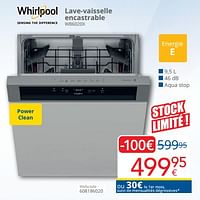 Promotions Whirlpool lave-vaisselle encastrable wb6020x - Whirlpool - Valide de 01/09/2024 à 30/09/2024 chez Eldi