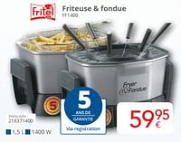 Promotions Fritel friteuse + fondue ff1400 - Fritel - Valide de 01/09/2024 à 30/09/2024 chez Eldi