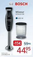 Promotions Bosch mixeur msm2610b - Bosch - Valide de 01/09/2024 à 30/09/2024 chez Eldi