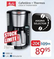 Promotions Melitta cafetière + thermos look iv thermtimer - Melitta - Valide de 01/09/2024 à 30/09/2024 chez Eldi