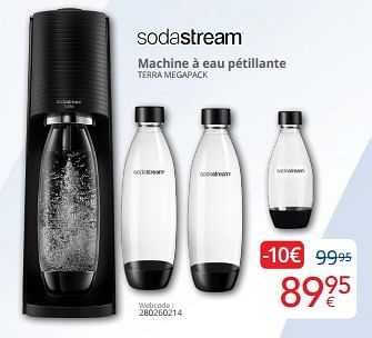 Promotions Sodastream machine à eau pétillante terra megapack - Sodastream - Valide de 01/09/2024 à 30/09/2024 chez Eldi