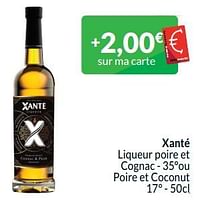 Promotions Xanté liqueur poire et cognac - 35°ou poire et coconut - Xante - Valide de 01/09/2024 à 30/09/2024 chez Intermarche