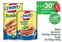 Promotions Zwan saucisses hotdog, vienne ou frank - Zwan - Valide de 01/09/2024 à 30/09/2024 chez Intermarche