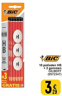 10 potloden hb + 3 gommen gilbert-BIC