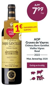 Aop graves de vayres château barre gentillot vieilles vignes rood-Rode wijnen