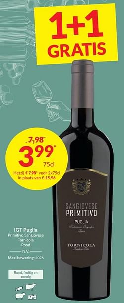 Igt puglia primitivo sangiovese tornicola rood