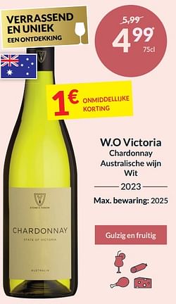 W.o victoria chardonnay australische wijn wit