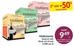 Valdemonte spaanse wijn rood, wit of rosé