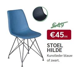 Stoel hilde kunstleder blauw of zwart