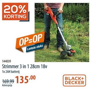 Promoties Black + decker strimmer 3 in 1 28cm 18v - Black & Decker - Geldig van 29/08/2024 tot 24/09/2024 bij Cevo Market