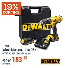 Dewalt schroef-boormachine 18v dcd77102-qw