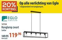 Promoties Hanglamp zwart - Eglo - Geldig van 29/08/2024 tot 24/09/2024 bij Cevo Market