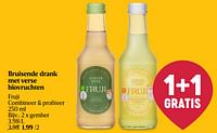 Bruisende drank met verse biovruchten gember-Fruji