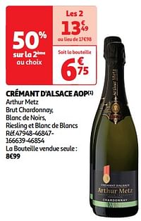 Crémant d`alsace aop arthur metz brut chardonnay, blanc de noirs, riesling et blanc de blancs-Schuimwijnen