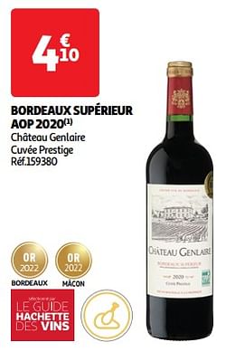 Bordeaux supérieur aop 2020 château genlaire cuvée prestige