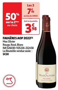 Faugères aop 2022 mas olivier rouge, rosé, blanc-Rode wijnen