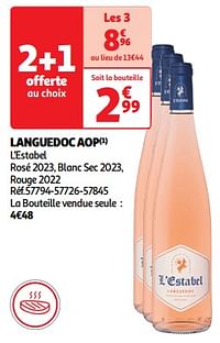 Languedoc aop l`estabel rosé 2023, blanc sec 2023, rouge 2022-Rosé wijnen