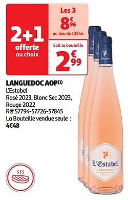 Languedoc aop l`estabel rosé 2023, blanc sec 2023, rouge 2022