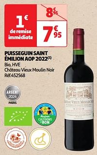 Puisseguin saint émilion aop 2022 bio, hve château vieux moulin noir-Rode wijnen