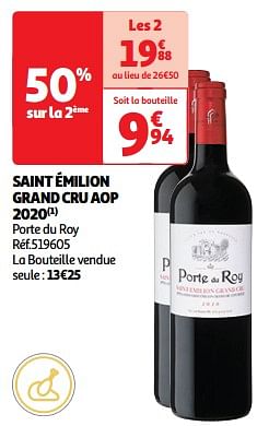 Saint émilion grand cru aop 2020 porte du roy