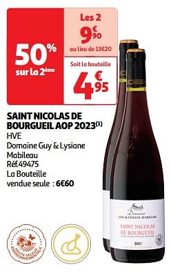 Saint nicolas de bourgueil aop 2023 hve domaine guy + lysiane mabileau