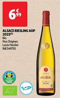 Alsace riesling aop 2023 bio nos origines louis hauller-Witte wijnen