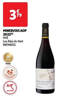 Minervois aop 2022 hve les ailes du vent-Rode wijnen