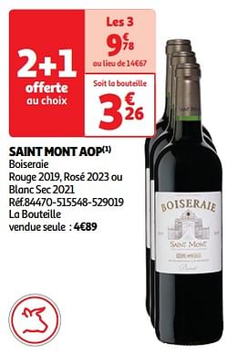 Saint mont aop boiseraie rouge 2019, rosé 2023 ou blanc sec 2021