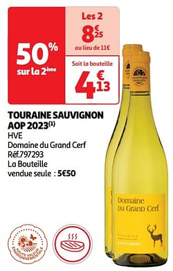 Touraine sauvignon aop 2023 hve domaine du grand cerf