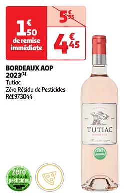 Bordeaux aop 2023 tutiac zéro résidu de pesticides