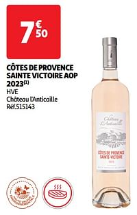 Côtes de provence sainte victoire aop 2023 hve château l`anticaille-Rosé wijnen